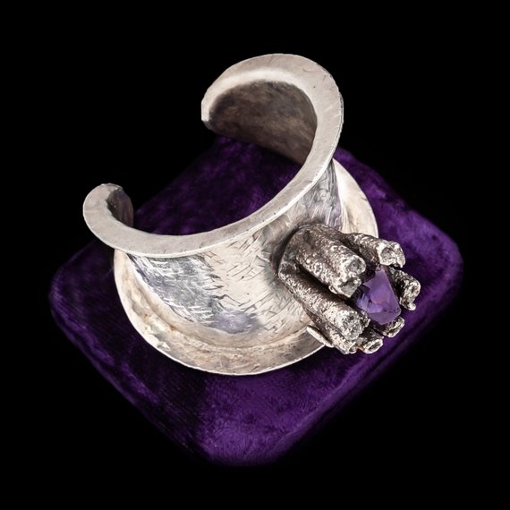 Jacob Hull modernist amethyst and silver cuff